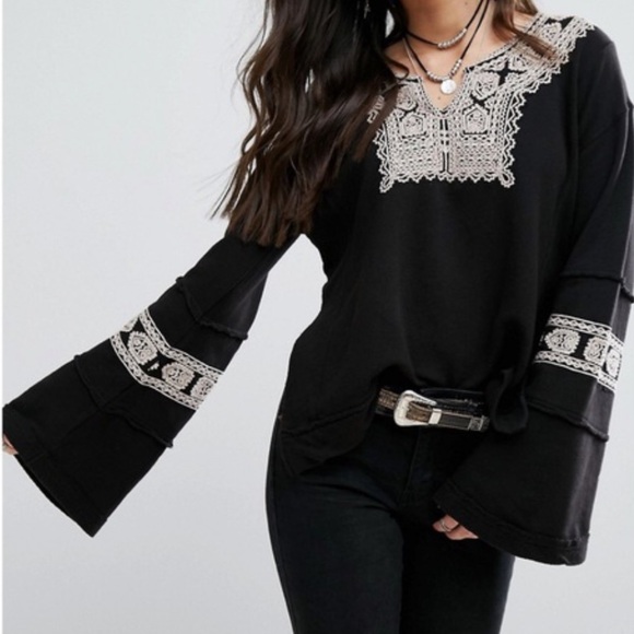 Free People Tops - Free People | Santa Maria Embroidered Sweatshirt